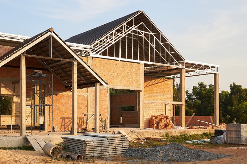 country brick private house construction